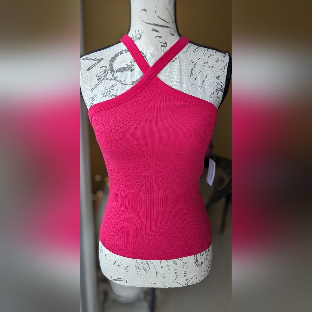 NWT OLD NAVY Red Ribbed Halter Top Size XS